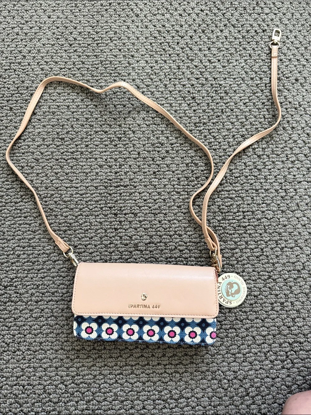 Spartina 449 Pink and Navy Floral Calhoun Jane Convertible Crossbody